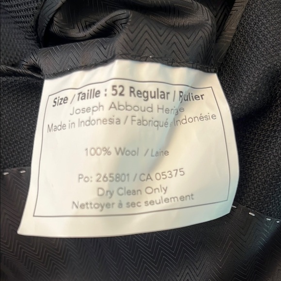 Joseph Abboud Black Blazer 100% Wool 52 Regular - Picture 10 of 10